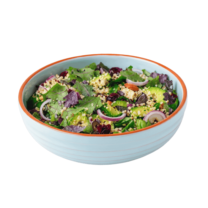 Insalata quinoa, zucchine, olive, avocado e halloumi​